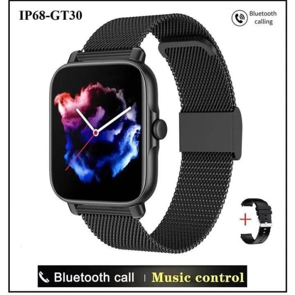 LIGE New 1.7″ Bluetooth Calling Multifunctional Smartwatch (GT30 - Black)