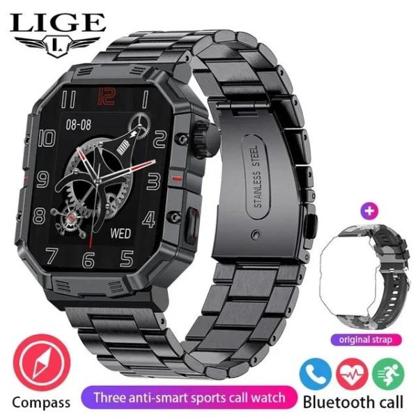 LIGE Military Grade Rugged Triple Defense Waterproof Smartwatch GW55 - Chain - Image 4