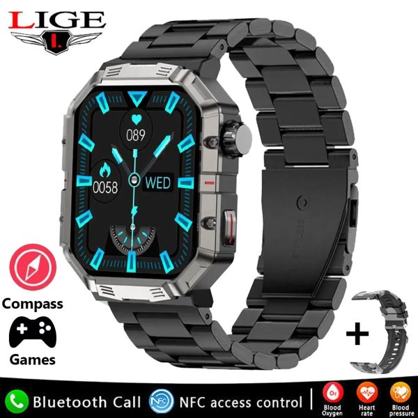 LIGE Military Grade Rugged Triple Defense Waterproof Smartwatch GW55 - Chain