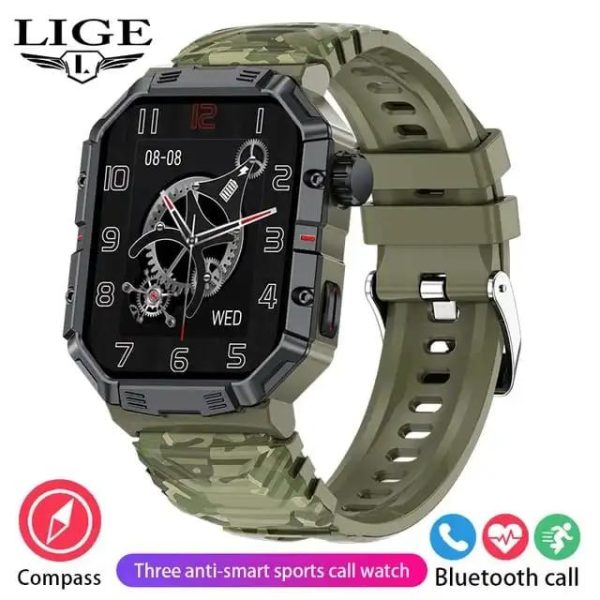 LIGE Military Grade Rugged Triple Defense Waterproof Smartwatch GW55 Green