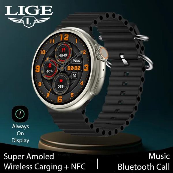 Ultra Super Amoled Wireless Charging ECG/PPG/NFC Smartwatch - Black