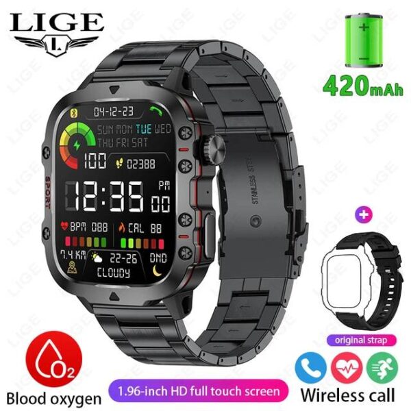 LIGE Hola Compact Steel Bezel Smart Watch Black - Image 3