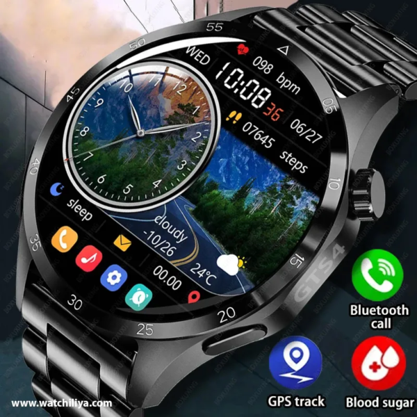 LEMFO GTS4 2025 Latest Premium Smart Watch Midnight Black Stainless Steel - Image 2