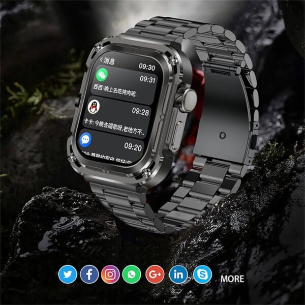 AOD Wireless Charging Calling Smart Watch Maximum Battery FD09 Silver Strap - Image 2