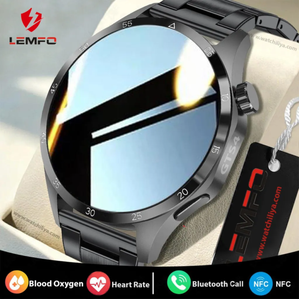LEMFO GTS4 2025 Latest Premium Smart Watch Midnight Black Stainless Steel - Image 3