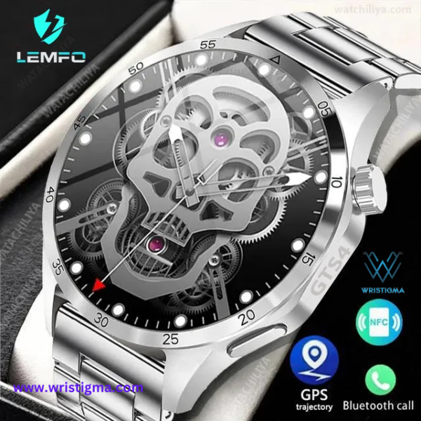 LEMFO GTS4 2025 Latest Premium Smart Watch Moonstruck Silver Stainless Steel